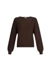 Liu •jo V-neck Brown Sweater With Subtle Micro Sequins In Multi