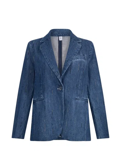 Liu •jo V-neck Button-fastening Blazer In Blue