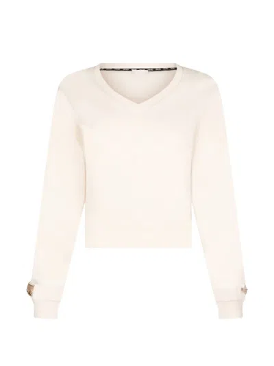 Liu •jo V-neck Chain-detail Sweatshirt In Brown