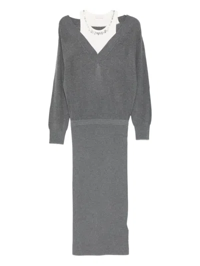 LIU •JO V-NECK KNITTED DRESS