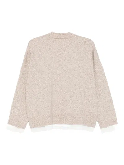 Liu •jo V-neck Logo Sweater In Neutral