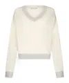 Liu •jo V-neck Long-sleeved Sweater In White