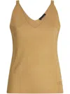 Liu •jo V-neck Metallic Tank Top In Neutrals