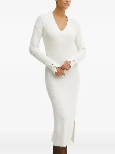 Liu •jo V-neck Midi Dress In Neutral