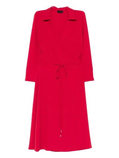 Liu •jo V-neck Midi Dress In Red