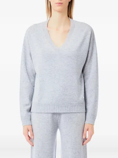 Liu •jo V-neck Ribbed-hem Sweater In Blue