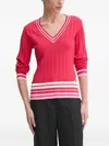 Liu •jo V-neck Ribbed Sweater In Pink