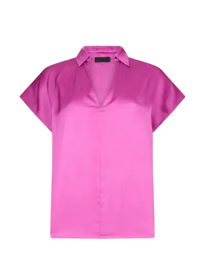 Liu •jo V-neck Satin Blouse In Pink