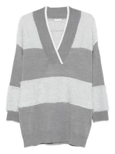 Liu •jo V-neck Striped Sweater In Multi