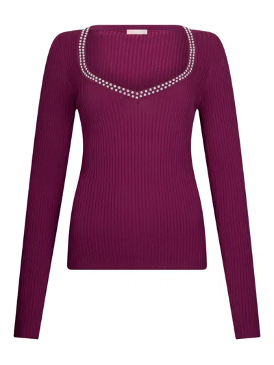 Liu •jo V-neck Studded Top In Multi