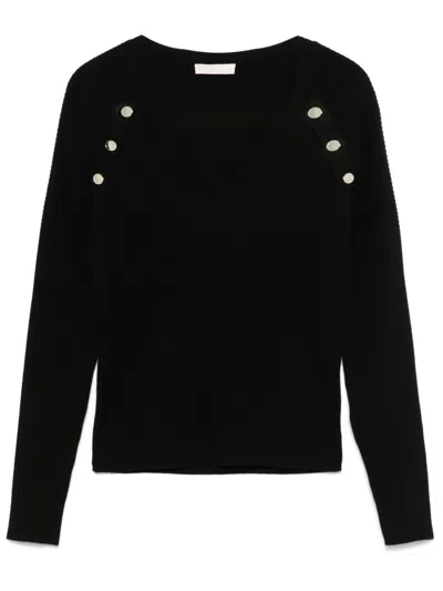 Liu •jo V-neck Sweater In Black