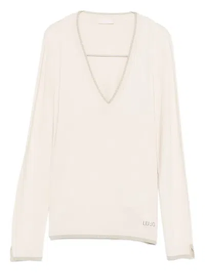 Liu •jo V-neck Sweater In Neutral