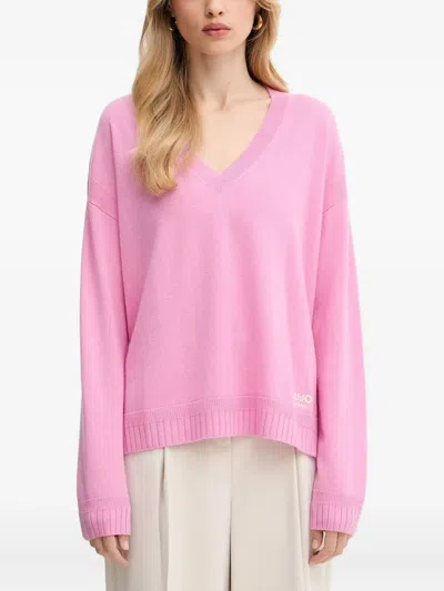 Liu •jo V-neck Sweater In Pink