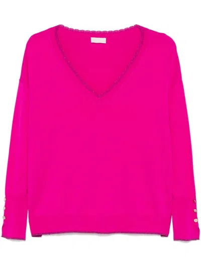 Liu •jo V-neck Sweater In Pink