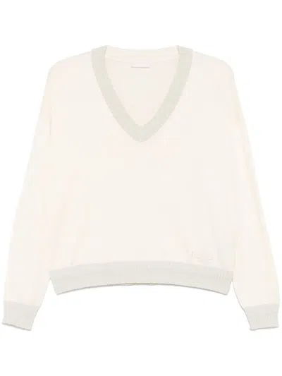 Liu •jo V-neck Sweater In White
