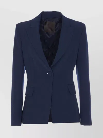Liu •jo V-neck Tailored Jacket Flap Pockets In Blue