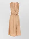 Liu •jo V-neckline Sleeveless Midi Length Waist Tie Detail