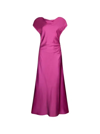 Liu •jo V-back Short-sleeve Midi Dress In Pink