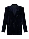 Liu •jo Deep Navy Velvet Blazer With Classic Lapel In Blue