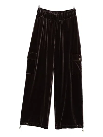 Liu •jo Velvet Cargo Trousers In Brown