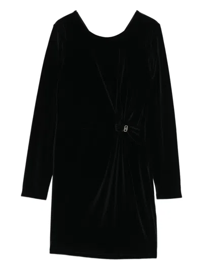 Liu •jo Kids' Velvet Knot-detailed Dress In Black