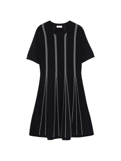 Liu •jo Vertical-line A-line Mini Dress In Black
