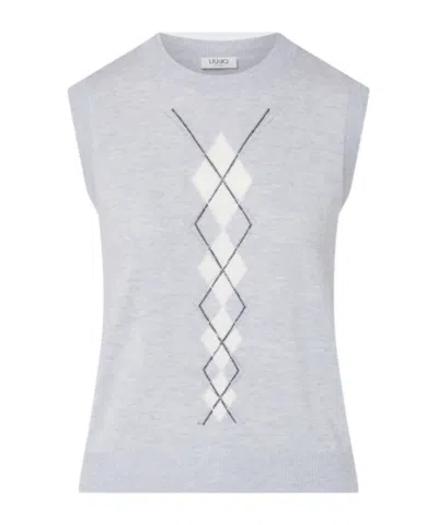 Liu •jo Vest In Wool With Argyle In Animal Print