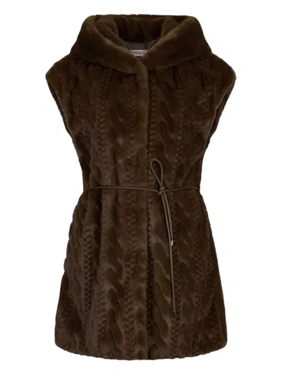 Liu •jo Vest With Hood In Brown