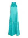 Liu •jo Satin Maxi Dress In Green