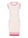 Liu •jo Buttoned Trim Knee-length Midi Dress In Blanco