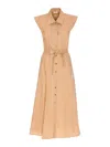 Liu •jo Liu Jo Cotton Chemisier Midi Dress In Beige In Beige