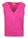 Liu •jo Vest With Jewel Buttons In Fuchsia In Pink