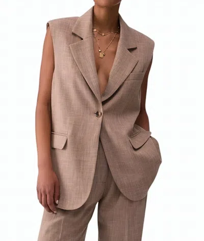 Liu •jo Viscose Blend Longline Vest In Brown