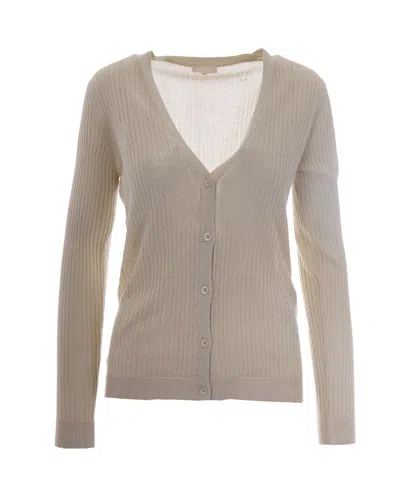 Liu •jo Liu Jo Viscose Knit With Lurex Cardigan In Neutral