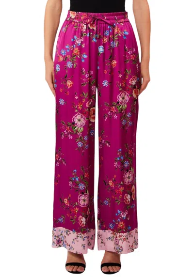Liu •jo Viscose Satin Elastic Waist Palazzo Trousers In Multi