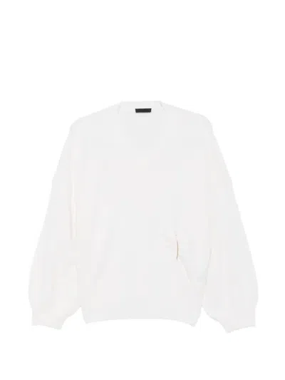 Liu •jo V-neck Brooch-detail Sweater In White