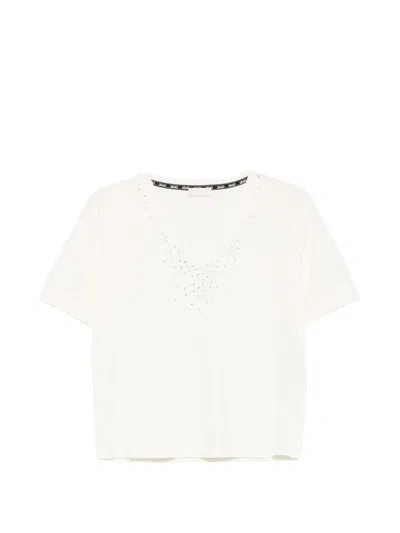 Liu •jo V-neck Embellished T-shirt In Neutral
