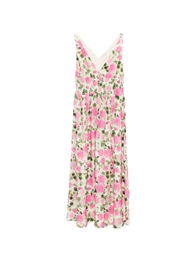 Liu •jo V-neck Floral Dress In Multi