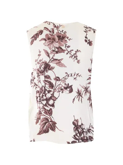 Liu •jo V-neck Floral-print Top In Neutral