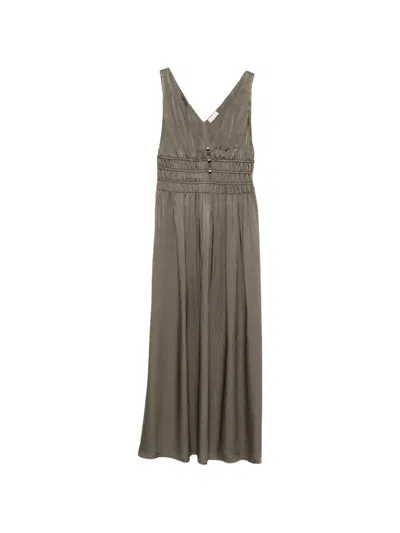 Liu •jo V-neck Gathered Dress In Brown