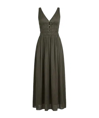 Liu •jo V-neck Gathered Dress In Green