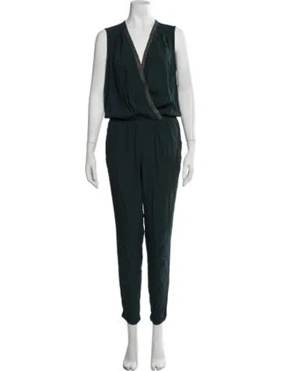 Pre-owned Liu •jo V-neck Jumpsuit In Green
