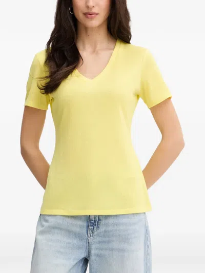 Liu •jo V-neck Logo-embroidered T-shirt In Yellow