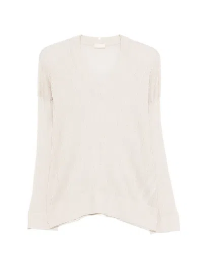 Liu •jo V-neck Long-sleeve Sweater In Neutral