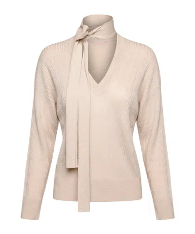 Liu •jo V-neck Long-sleeve Sweater In Neutral
