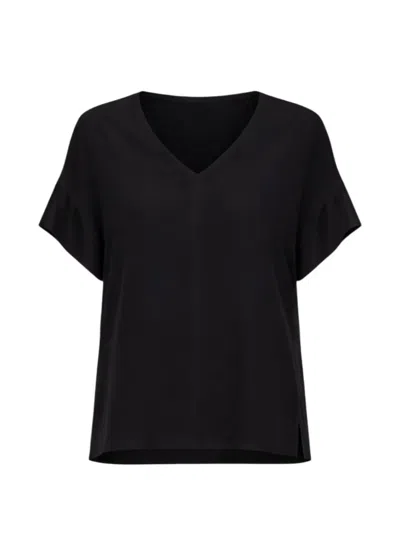 Liu •jo V-neck Short-sleeve Blouse In Black