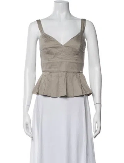 Pre-owned Liu •jo V-neck Sleeveless Top In Neutral