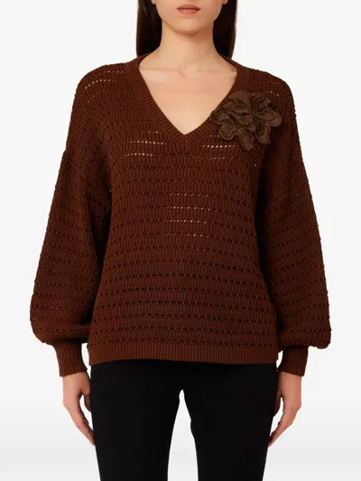 Liu •jo V-neck Sweater In Brown