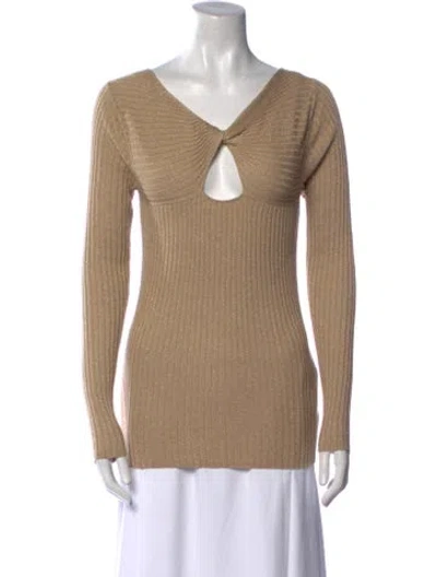 Pre-owned Liu •jo V-neck Sweater In Neutral