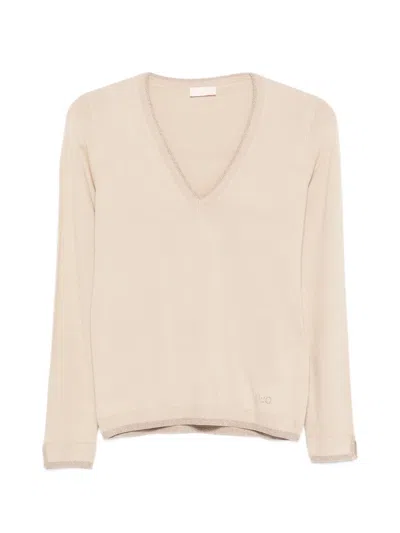 Liu •jo V-neck Sweater In Neutral